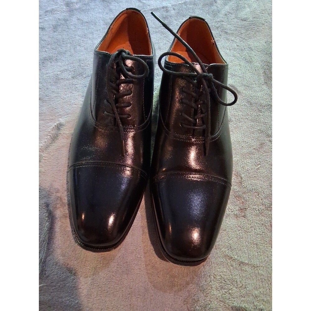 Florsheim Black Leather Lace Up Oxford Men Size 8D Postino Plain Toe Memory Foam